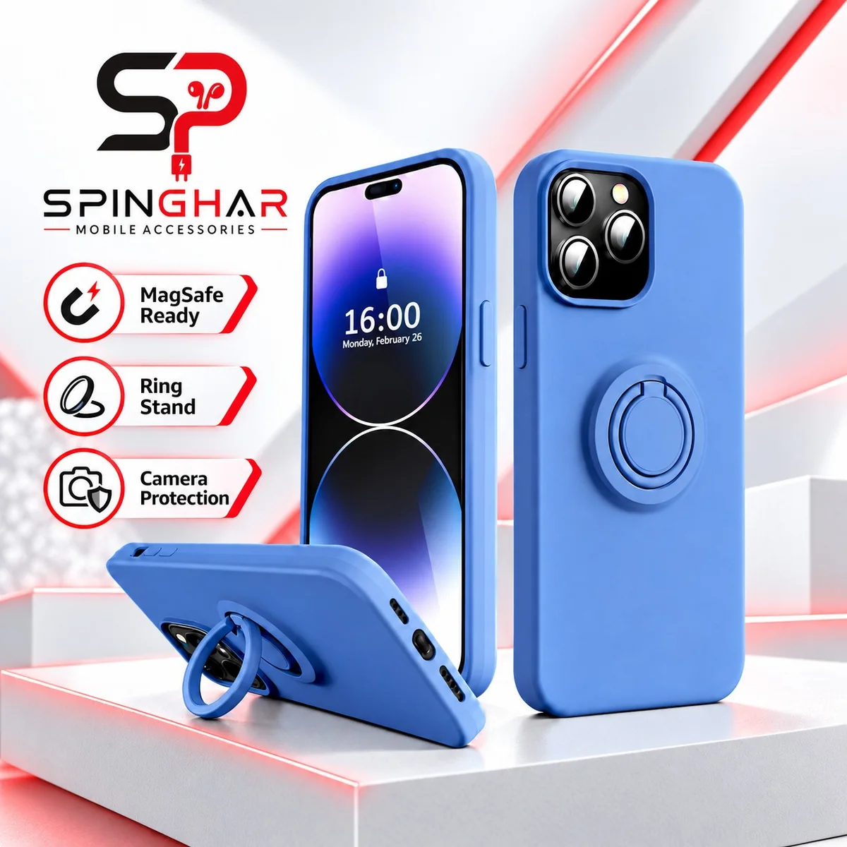 Blue Ring-Stand Phone Case Guide for Spinghar Kabul
