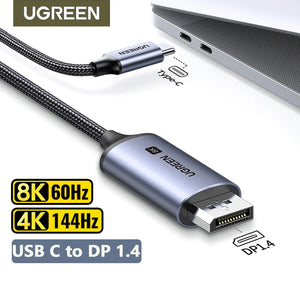 UGREEN USB C to 8K Displayport 1.4 for iPhone 15 Macbook Pro iPad Compatible Thunderbolt 3/4 USB Type C to 8K DP Cable 32.4Gbps - SPINGHAR