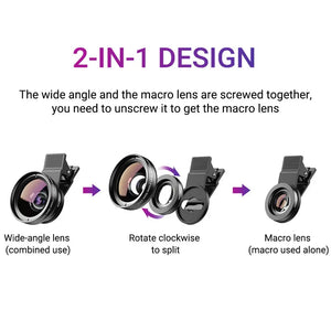 APEXEL 37mm HD 0.45x Super Wide Angle Lens & 12.5x Macro Lens Kit for Smartphones - SPINGHAR