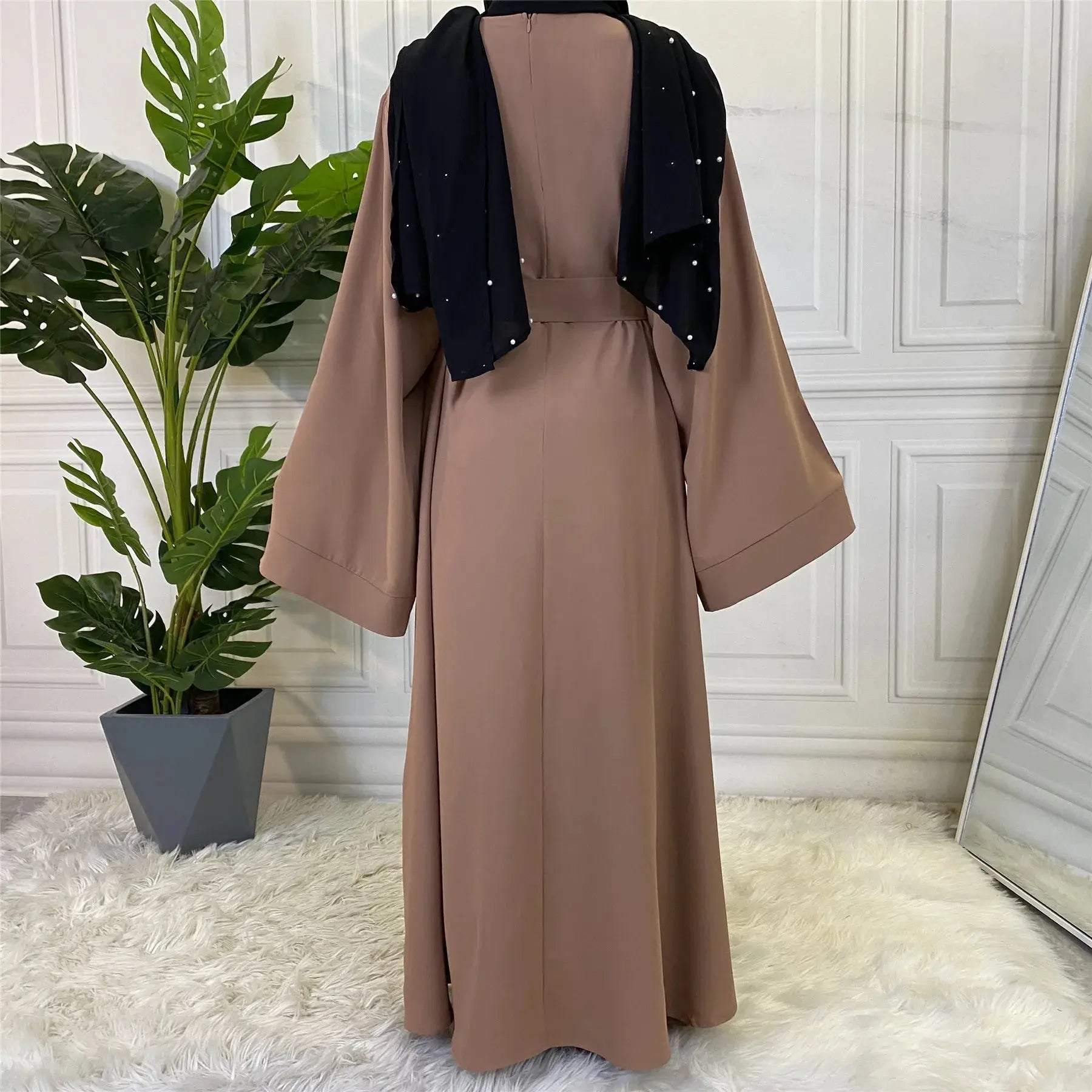 Elegant Dubai Abaya Dresses for Women - Muslim Fashion with Sashes - SPINGHAR