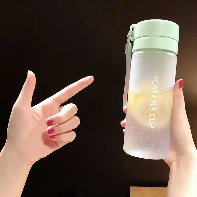 600/800ML Fashion Round Frosted Plastic Water Bottle BPA Free Portable Tea Strainer Large Capacity Sport Transparent Water Cups SPINGHAR