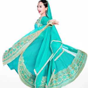 India Clothing Sarees for Women | Beautiful Embroidered Ethnic Style Dancing Performance Dress | Nepal & Pakistan Bronzing Sets - SPINGHAR