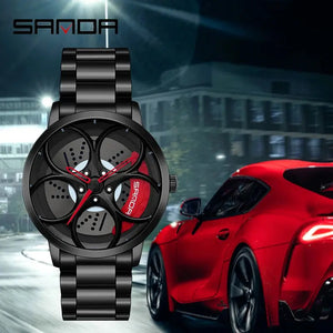 SANDA New Arrival NIBOSI Car Spinning Rim Hub Watche Custom Design Quartz Wristwatch Waterproof Car Wheel Watch Volk Racing Rays - SPINGHAR