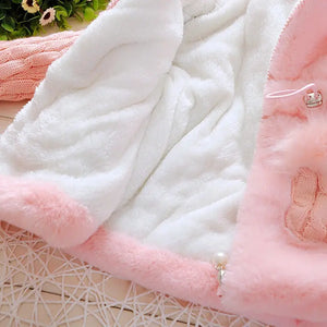 Plush Baby Jacket Thicken Warm Winter Jackets For Girls Sweater Coat Fashion Infant Hooded Outwear 1-4 Year Toddler Girl Clothes - SPINGHAR