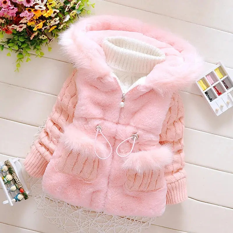 Plush Baby Jacket Thicken Warm Winter Jackets For Girls Sweater Coat Fashion Infant Hooded Outwear 1-4 Year Toddler Girl Clothes - SPINGHAR