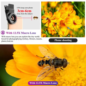 APEXEL 37mm HD 0.45x Super Wide Angle Lens & 12.5x Macro Lens Kit for Smartphones - SPINGHAR