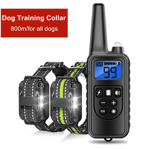 800m Electric Dog Training Collar Waterproof Rechargeable Remote Control Pet with LCD Display for All Size Shock Vibration Sound SPINGHAR