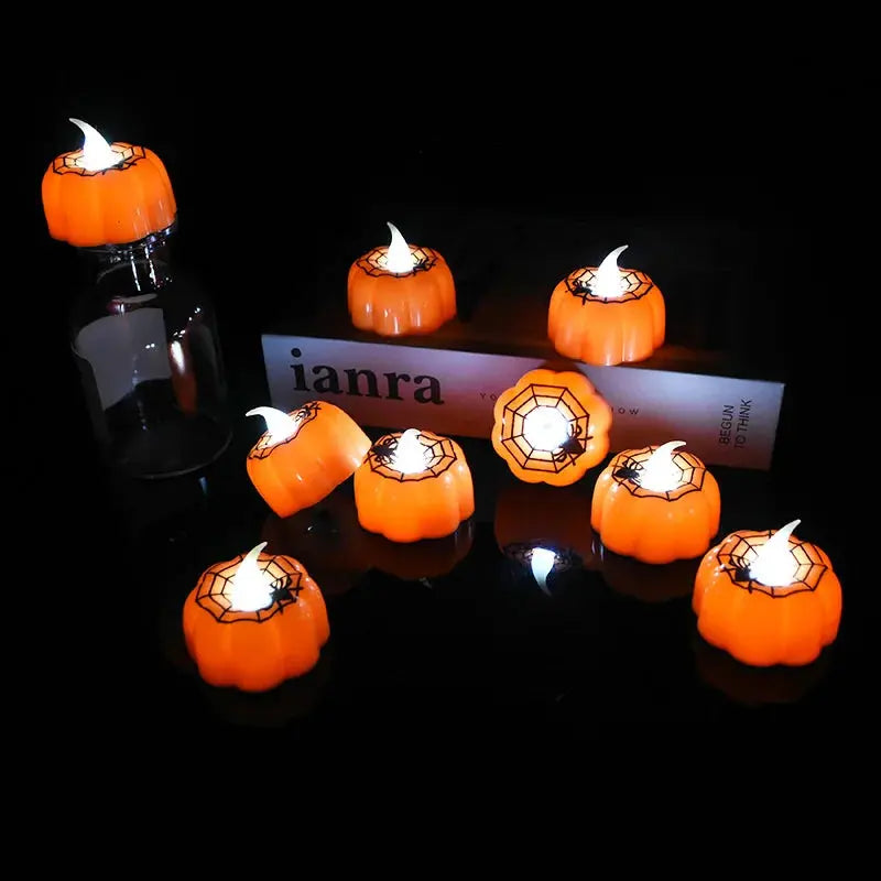 6Pcs LED Pumpkin Lights: Flickering Flameless Night Lamps for Halloween Decoration SPINGHAR