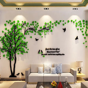 Acrylic Wall -Sticker  Mirror Tree Decorative   DIY Art TV Background Wall Poster Home Decor  Living Room Wallstickers SPINGHAR