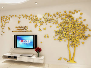 Acrylic Wall -Sticker  Mirror Tree Decorative   DIY Art TV Background Wall Poster Home Decor  Living Room Wallstickers SPINGHAR