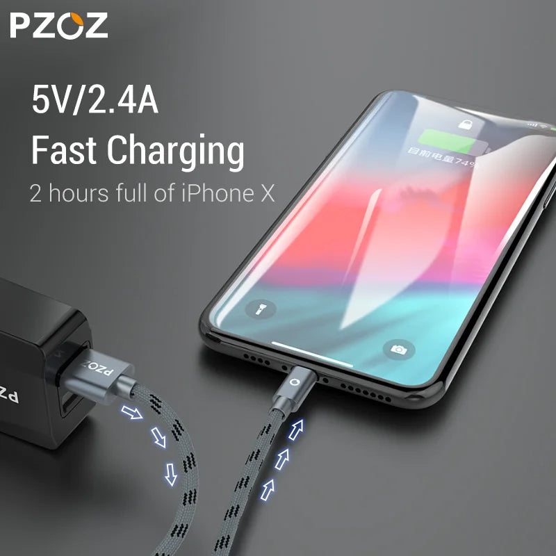 PZOZ Usb Cable For iphone cable 14 13 12 11 pro max Xs Xr X SE 8 7 6s plus ipad air mini fast charging cable For iphone charger SPINGHAR