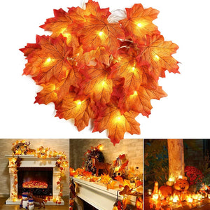 2/3/6M Christmas Decoration Artificial Maple Leaf Leaves LED Light String Lantern Garland Home Party DIY Deco Halloween New Yea SPINGHAR