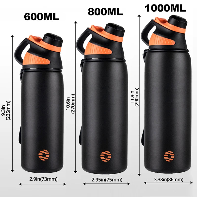 FEIJIAN Thermos With Magnetic Lid Outdoor Sport Stainless Steel Water Bottle Keep Cold Insulated Vacuum Flask 1000ml SPINGHAR