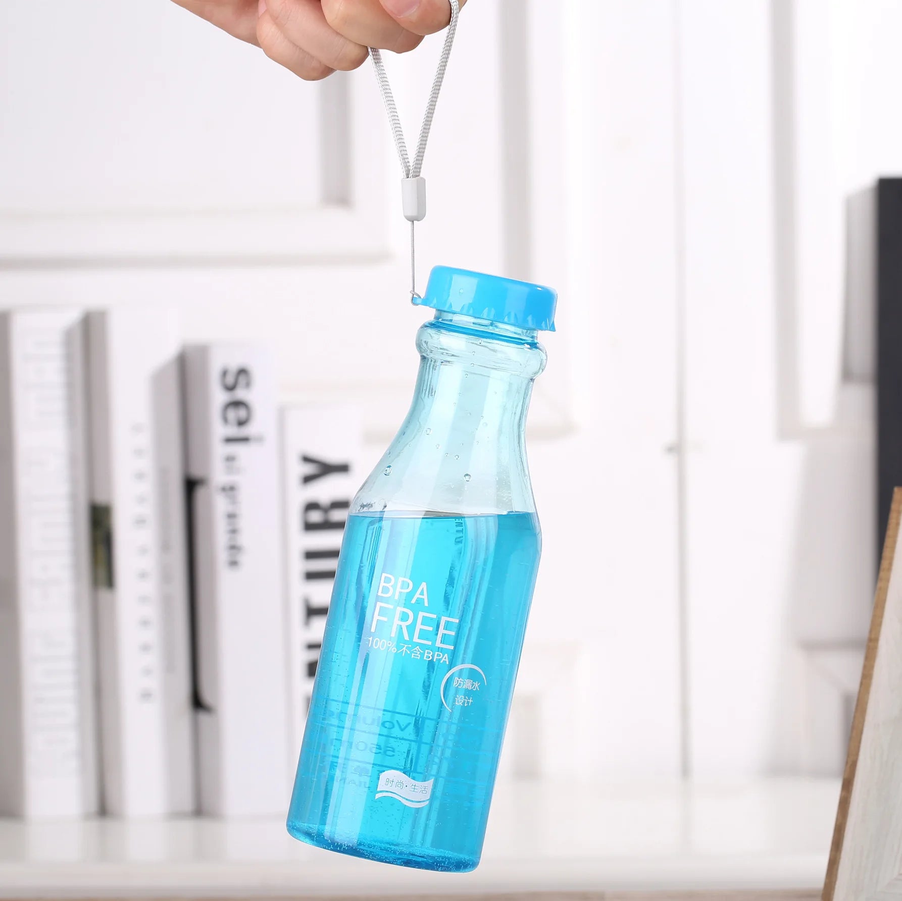 Crystal Water Bottle Transparent Frosted Leak-proof Plastic kettle 550mL Portable Water Bottle for Travel Yoga Running Camping SPINGHAR