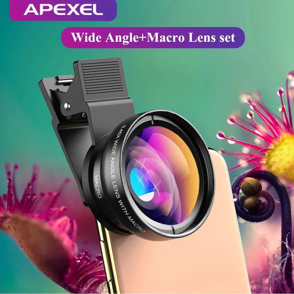 APEXEL 37mm HD 0.45x Super Wide Angle Lens & 12.5x Macro Lens Kit for Smartphones - SPINGHAR