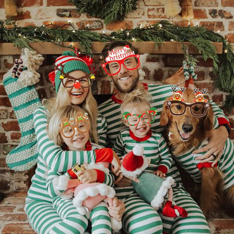 9pcs Santa Claus Xmas Tree Elk Paper Glasses Frame Christmas Glasses Photo Prop Christmas decorations new year Navidad kids gift SPINGHAR