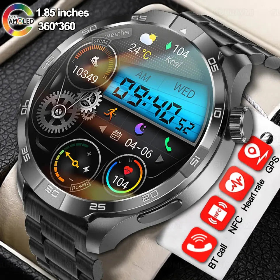 New For HUAWEI 1.85"AMOLED Screen GPS Sports Smart Watch Men NFC Compass Waterproof Watches Heart Rate Bluetooth Call Smartwatch - SPINGHAR