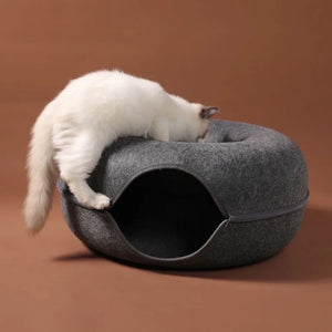 Donut Cat Bed Interactive Tunnel Pet Felt Indoor Toys Cats House Kitten Training Toy Cat Kennel Pets Supplies SPINGHAR