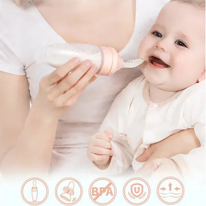 Baby dropper Feeding Squeeze Spoon Bottle Silicone Food Supplement Container Children Rice Paste Cute Soft Non-slip for Boy Girl - SPINGHAR