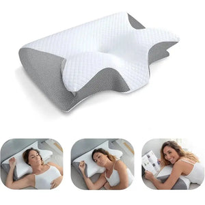 1pc Memory Foam Cervical Pillow, 2 in 1 Ergonomic Contour Orthopedic Pillow for Neck Pain, Contoured Support Pillows,Neck Pillow - SPINGHAR