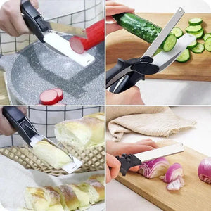 Food Scissors Vegetable Scissors 2-in-1 Smart Chopping Knife Multifunctional Kitchen Scissors knife - SPINGHAR