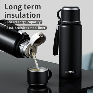 Stanless Steel Thermos Bottle with Tea Filter,Temperature Display Bounce Cover Insulated Bottles Outdoor Portable Vacuum Flasks SPINGHAR