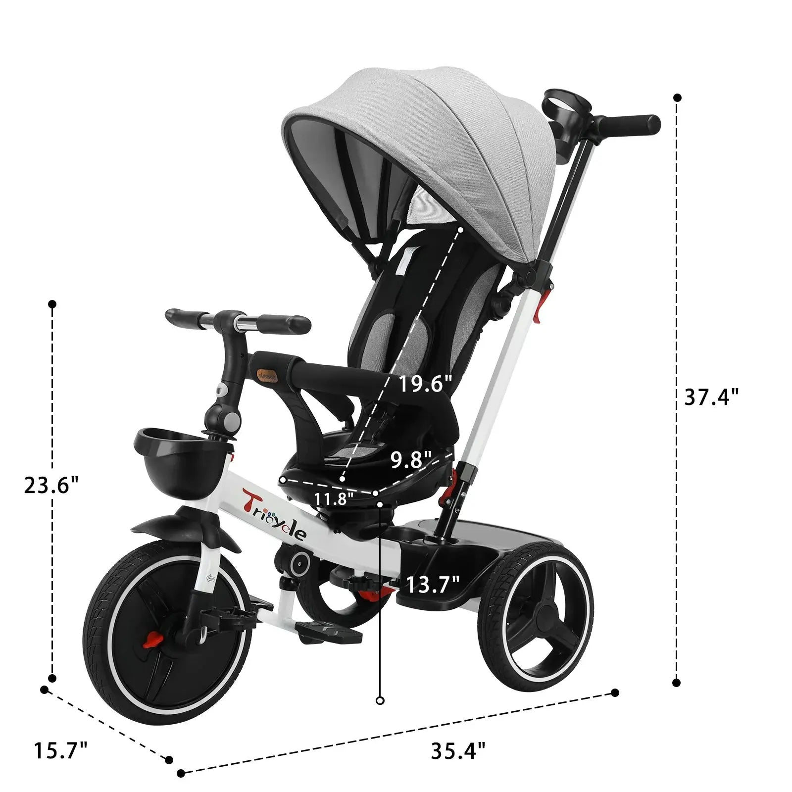 Ubravoo Baby Stroller Tricycle Ride Bike , 360 Degree Rotation Sitting & Lying,Celerity Disassembly & Assembly,1-5 Years - SPINGHAR