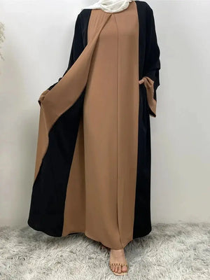 Luxury Ramadan Eid Abaya - Spliced Fake Two-Piece Kaftan for Women - SPINGHAR