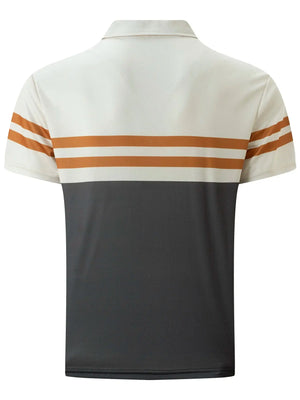 New Summer Men's Short Sleeve Polo Shirt - Splice Stripe Fashion Top - SPINGHAR