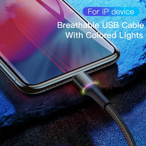 Baseus USB Cable For iPhone 12 11 13 Pro XS Max Xr X 8 7 6 LED Lighting Fast Charge Charger Date Phone Cable For iPad Wire Cord SPINGHAR