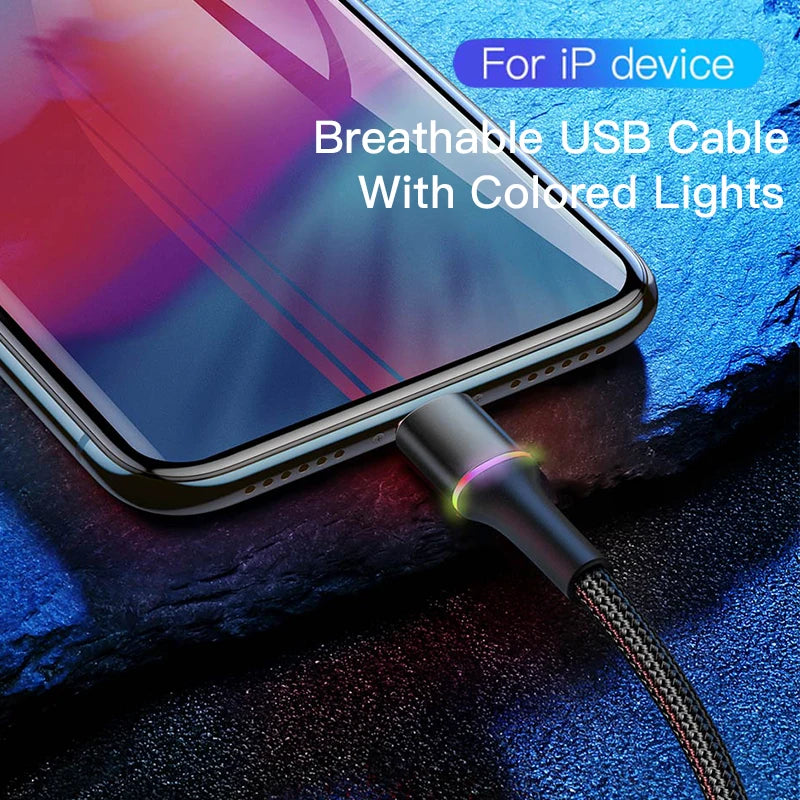 Baseus USB Cable For iPhone 12 11 13 Pro XS Max Xr X 8 7 6 LED Lighting Fast Charge Charger Date Phone Cable For iPad Wire Cord SPINGHAR