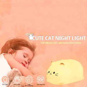 Kawaii Lampa Nightlights Colorful Color Changing Timing Nursing Lamp Cute Cat Night Light Christmas Gift Kid Child Baby Room Led SPINGHAR