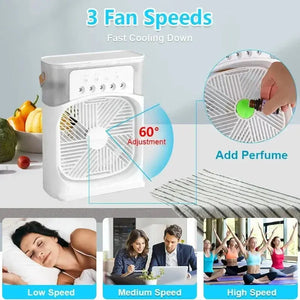 3 In 1 Fan AIr Conditioner Household Small Air Cooler LED Night Light Portable Humidifier Air Adjustment Fan Office Home Fan New - SPINGHAR