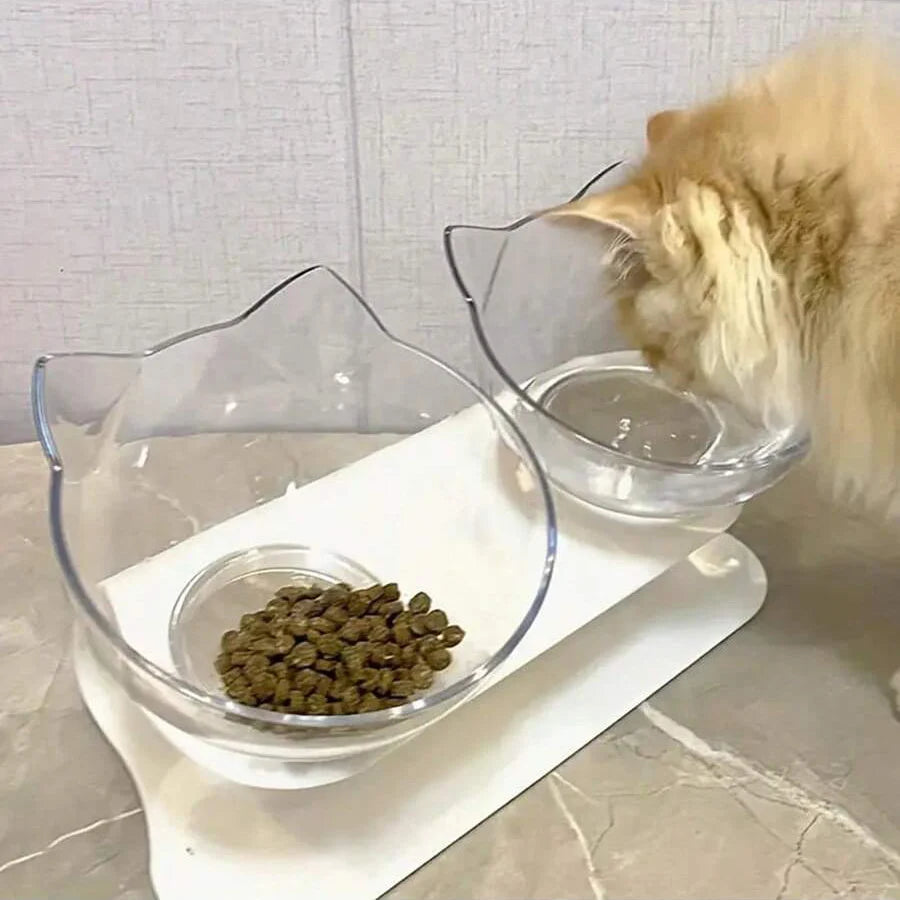 Slanted Mouth Cat Bowl, Neck Protector, Cat Double Bowl, Pet Transparent Bowl, Cat Food Bowl, Pet Supplies, Cat Ear Bowl, Dog Food Bowl SPINGHAR