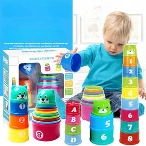 Kid Brain Response Battle Fold Cup Hand Speed Competition Fold Cup Child Stack Game Early Education Puzzle Train Board Games Toy - SPINGHAR