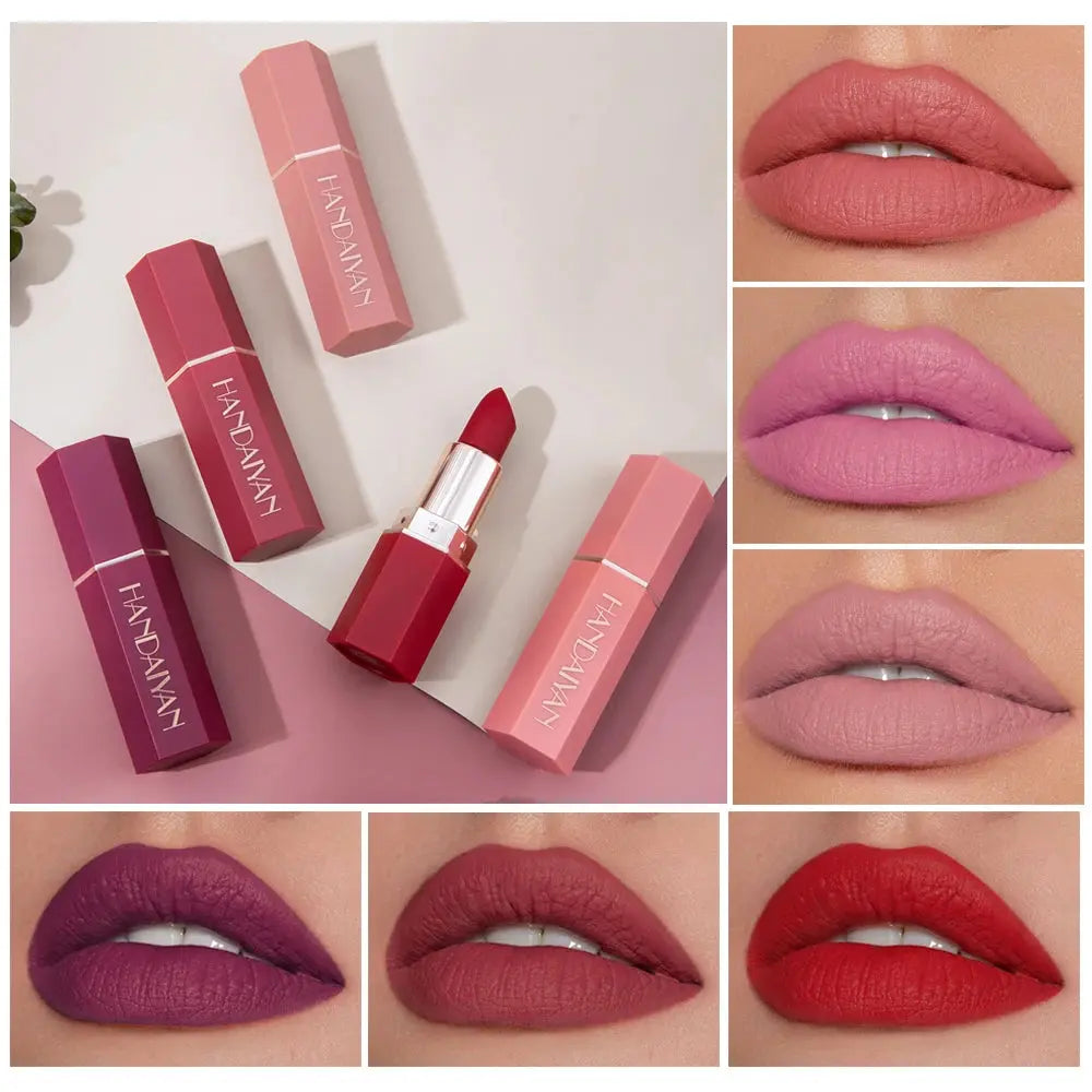 HANDAIYAN 6 Shades Matte Velvet Lipstick - Long-Wear Makeup - SPINGHAR