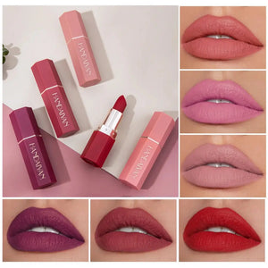 HANDAIYAN 6 Shades Matte Velvet Lipstick - Long-Wear Makeup - SPINGHAR