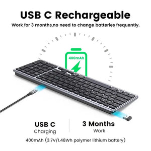 UGREEN Keyboard Wireless Bluetooth 5.0 2.4G Russian/Korean/EN 99 Keycaps For MacBook iPad PC Tablet USB C Rechargeable Keyboard - SPINGHAR