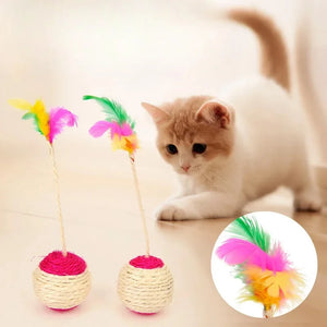 "Sisal Scratching Ball Toy for Cats – Interactive Play with Feathers" SPINGHAR