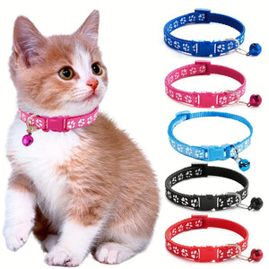 "Colorful Adjustable Cat Collar with Bell – Cute Pattern & DIY Ring" SPINGHAR