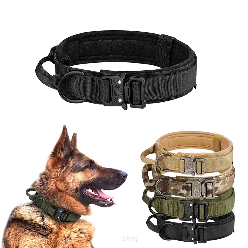 "Tactical Nylon Dog Collar with Metal Buckle - Breathable for Medium & Large Dogs" SPINGHAR