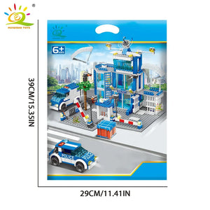 HUIQIBAO 753PCS City Police Station Building Blocks Set Boys DIY Car Figures Bricks Educational Toys For Children Adult Gift SPINGHAR