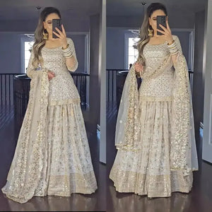 Indian Salwar Kameez Suit | Sequin Decorated Dress for Wedding and Party Wear | Pakistani Fashion - SPINGHAR