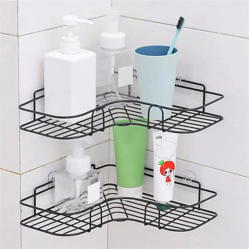 Iron Triangle Rack For Kitchen Bathroom Storage Rack Thickened Love Corner Rack Storage Rack Durable SPINGHAR