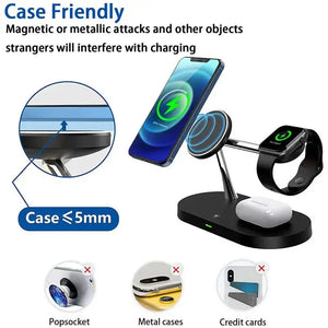 3 in 1 Wireless Charger Stand Magnetic For iPhone 12 13 14 15 Fast Charging Station for Apple Watch 9 8 7 6 5 Airpods 2 3 Pro - SPINGHAR