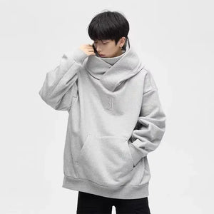 Autumn Ninja Streetwear Turtleneck Hoodies For Men Letter Embroidered Hip Hop Fashion Sweatshirts Y2K Vintage Fleece Hoody SPINGHAR