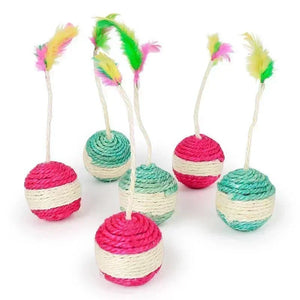 "Sisal Scratching Ball Toy for Cats – Interactive Play with Feathers" SPINGHAR