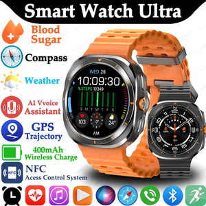 New Samsung Galaxy Watch 7 Ultra GPS Compass NFC Smart Watch 47mm Clone Version AMOLED BT Call IP68 Galaxy 6 Upgraded Smartwatch - SPINGHAR