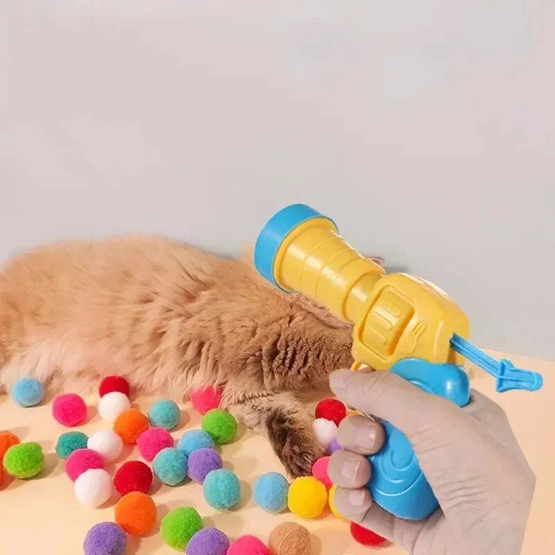 "Cat Plush Toy Launcher – Silent Interactive Mini Gun with Balls" SPINGHAR