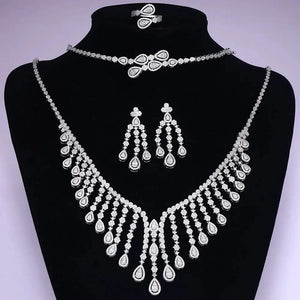 2023 New 4-piece Cubic Zirconia Bridal Wedding Set Dubai Women's Wedding Jewelry Set Nigeria Africa Necklace Earring Set - SPINGHAR